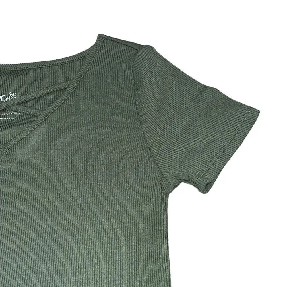 Justice V-Neck Ribbed Bodysuit